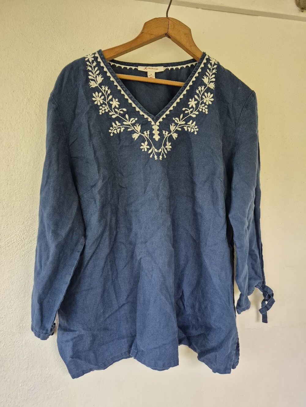 100% Linen Top By M Collection Size 18 Cottagecore Vibes